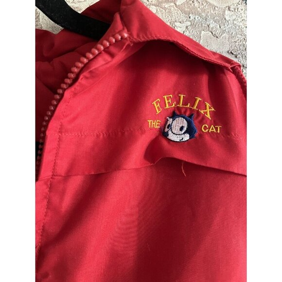 Vintage 1993 Felix The Cat Kids Red Windbreaker jacket Size 8 - Picture 4 of 9